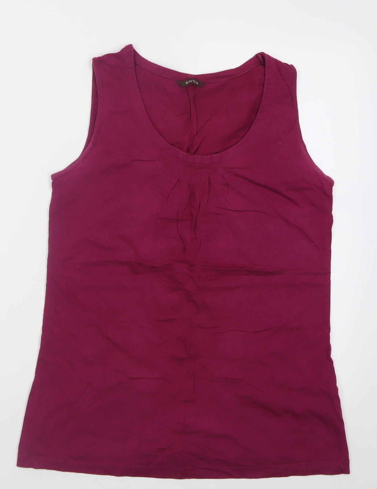 Savoir Womens Purple  Cotton Basic Tank Size 10 Scoop Neck