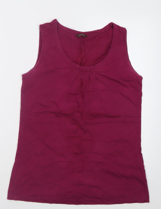 Savoir Womens Purple  Cotton Basic Tank Size 10 Scoop Neck