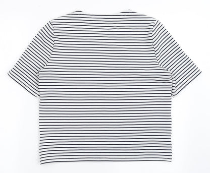 Atmosphere Womens Blue Striped Polyester Basic T-Shirt Size 10 Round Neck