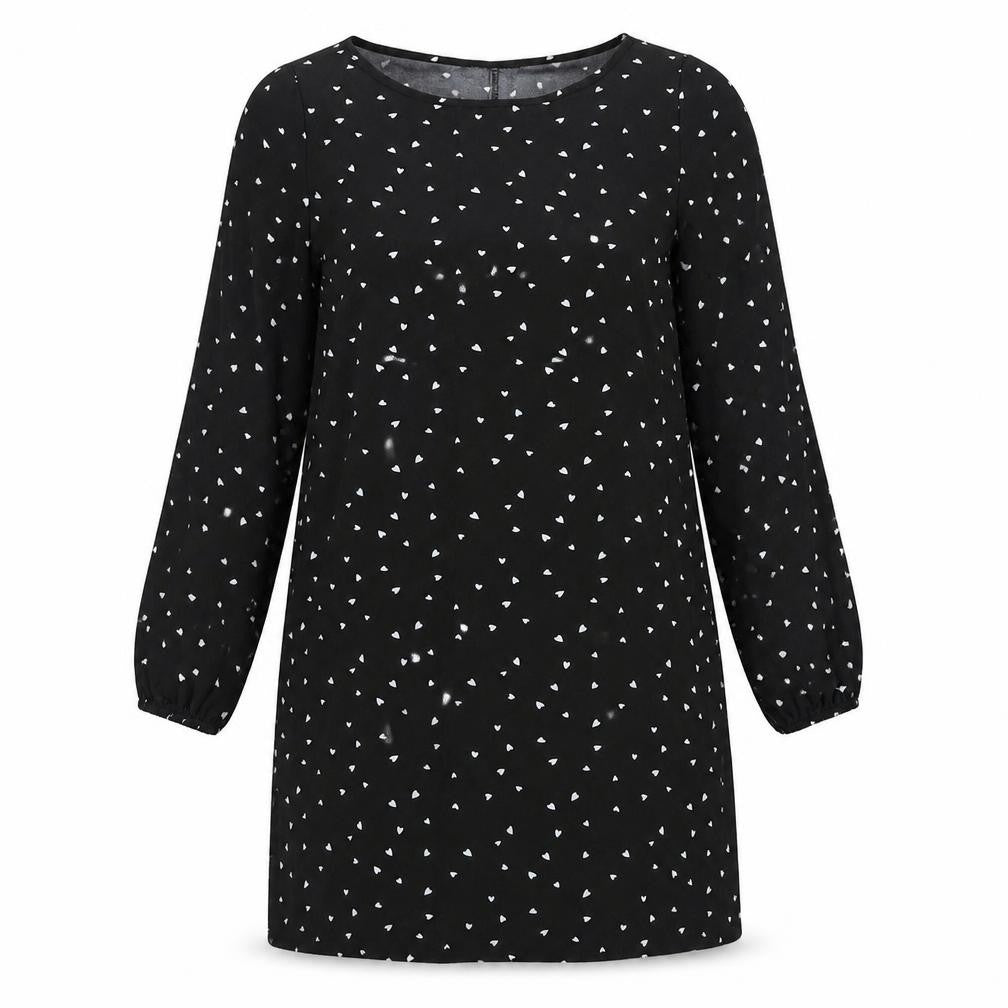 SheIn Womens Black  Polyester Shift  Size M  Round Neck Pullover - Love Hearts