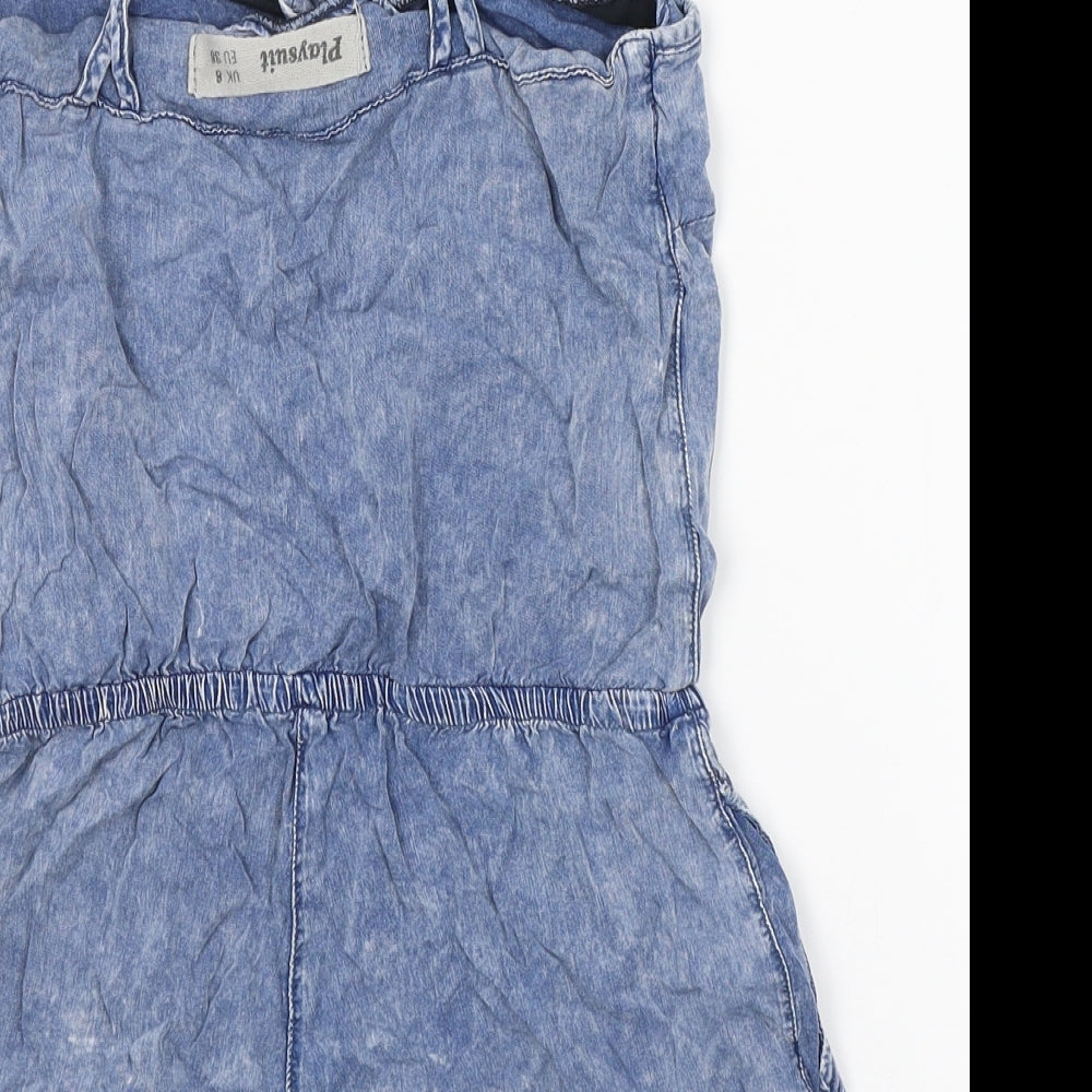 New Look Womens Blue  Viscose Playsuit One-Piece Size 6 L3 in Zip