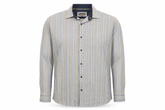 Remus Uomo Mens Multicoloured Striped Cotton  Button-Up Size 2XL Collared Button