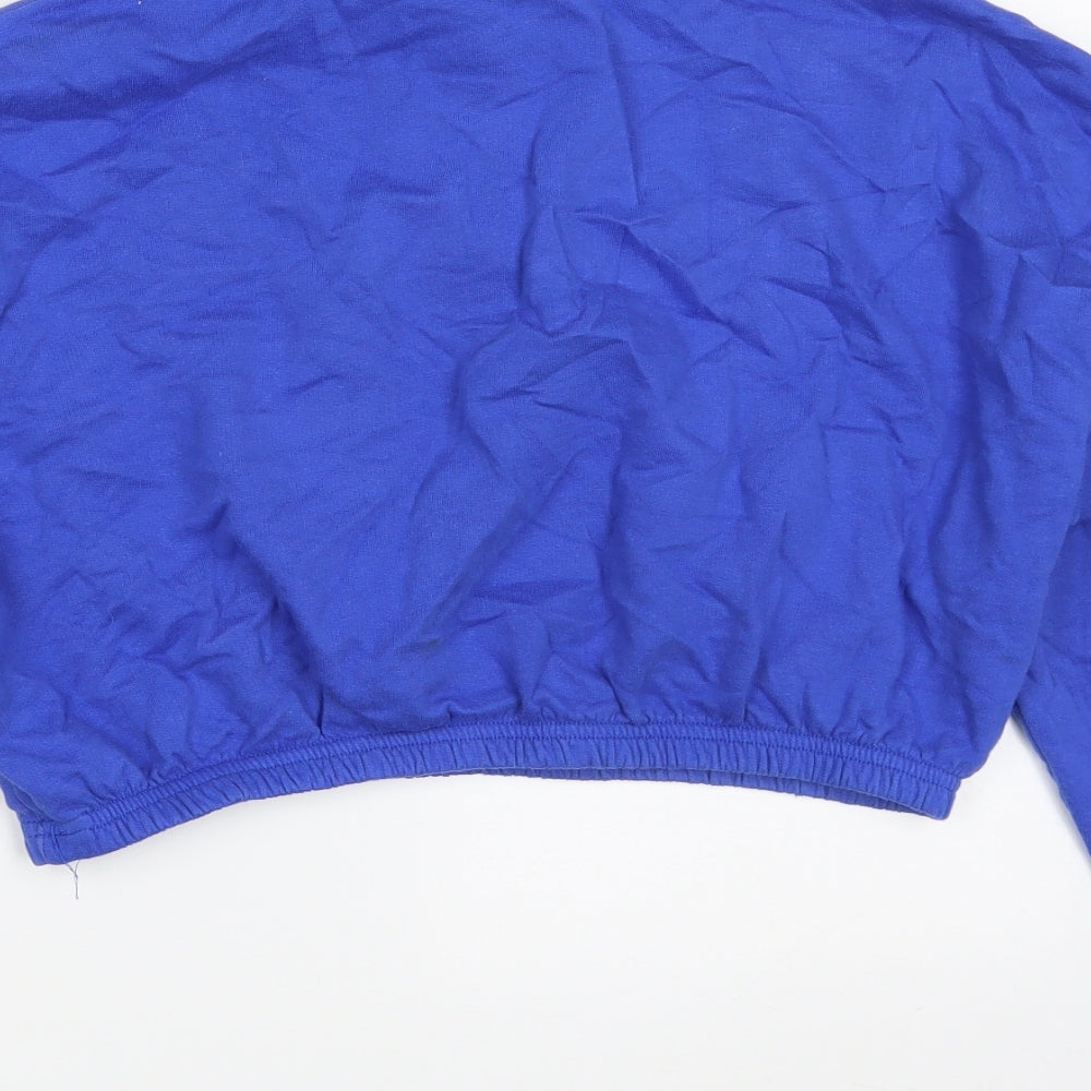 New Look Womens Blue  Cotton Pullover Sweatshirt Size S  Zip - Cropped
