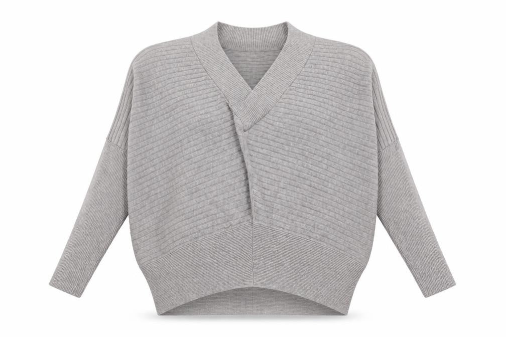 River Island Womens Grey V-Neck  Viscose Pullover Jumper Size M