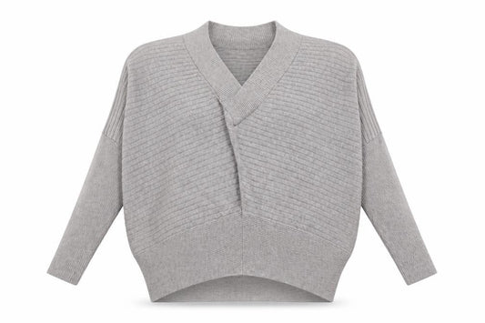 River Island Womens Grey V-Neck  Viscose Pullover Jumper Size M