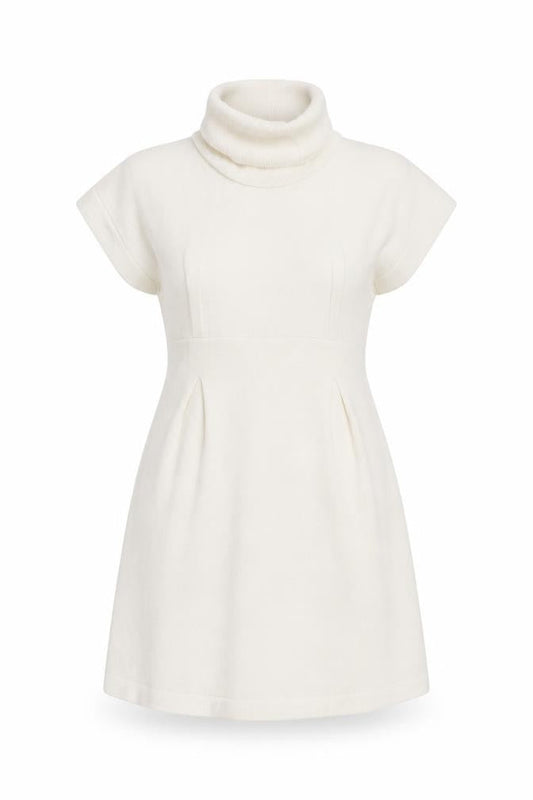 Lemssy Womens Ivory  Acrylic A-Line  Size M  Roll Neck