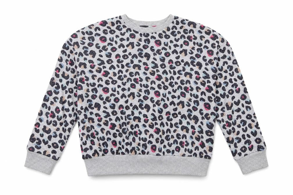 Marks & Spencer Girls Grey Animal Print Viscose Pullover Sweatshirt Size 11-12 Years