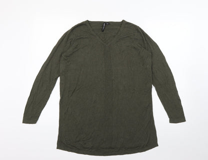 Capsule Womens Green V-Neck Viscose Pullover Jumper Size 12