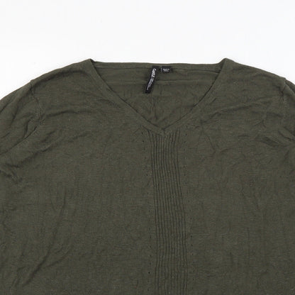 Capsule Womens Green V-Neck Viscose Pullover Jumper Size 12
