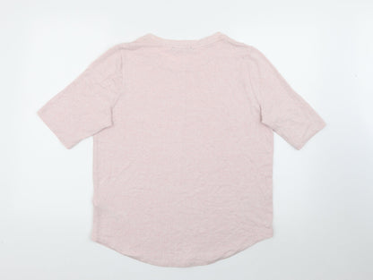 Marks & Spencer Womens Pink Crew Neck  Viscose Pullover Jumper Size 12