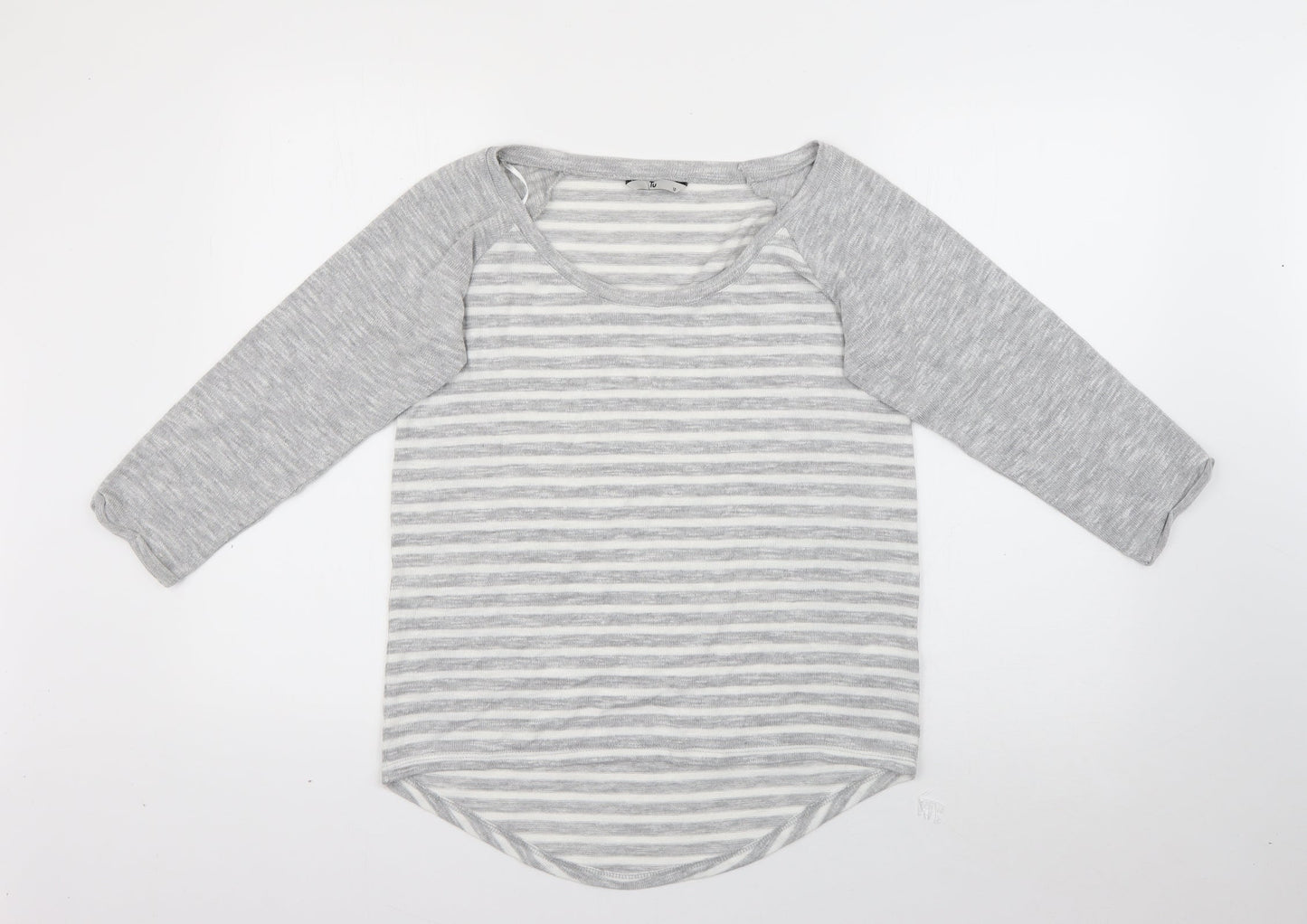 TU Womens Green Scoop Neck Striped Polyester Pullover Jumper Size 12