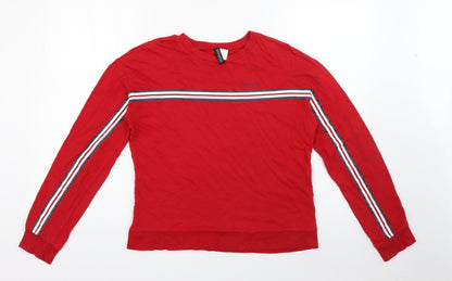H&M Womens Red  Cotton Pullover Sweatshirt Size XS