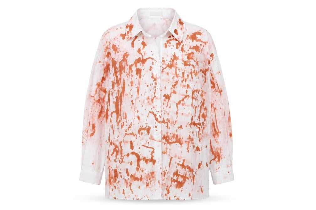 Boohoo Womens White Geometric Polyester Tunic Button-Up Size 6 Collared