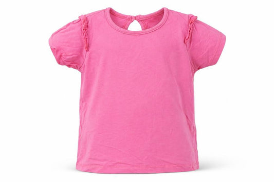Dunnes Girls Pink  Cotton Basic T-Shirt Size 2-3 Years Crew Neck Button