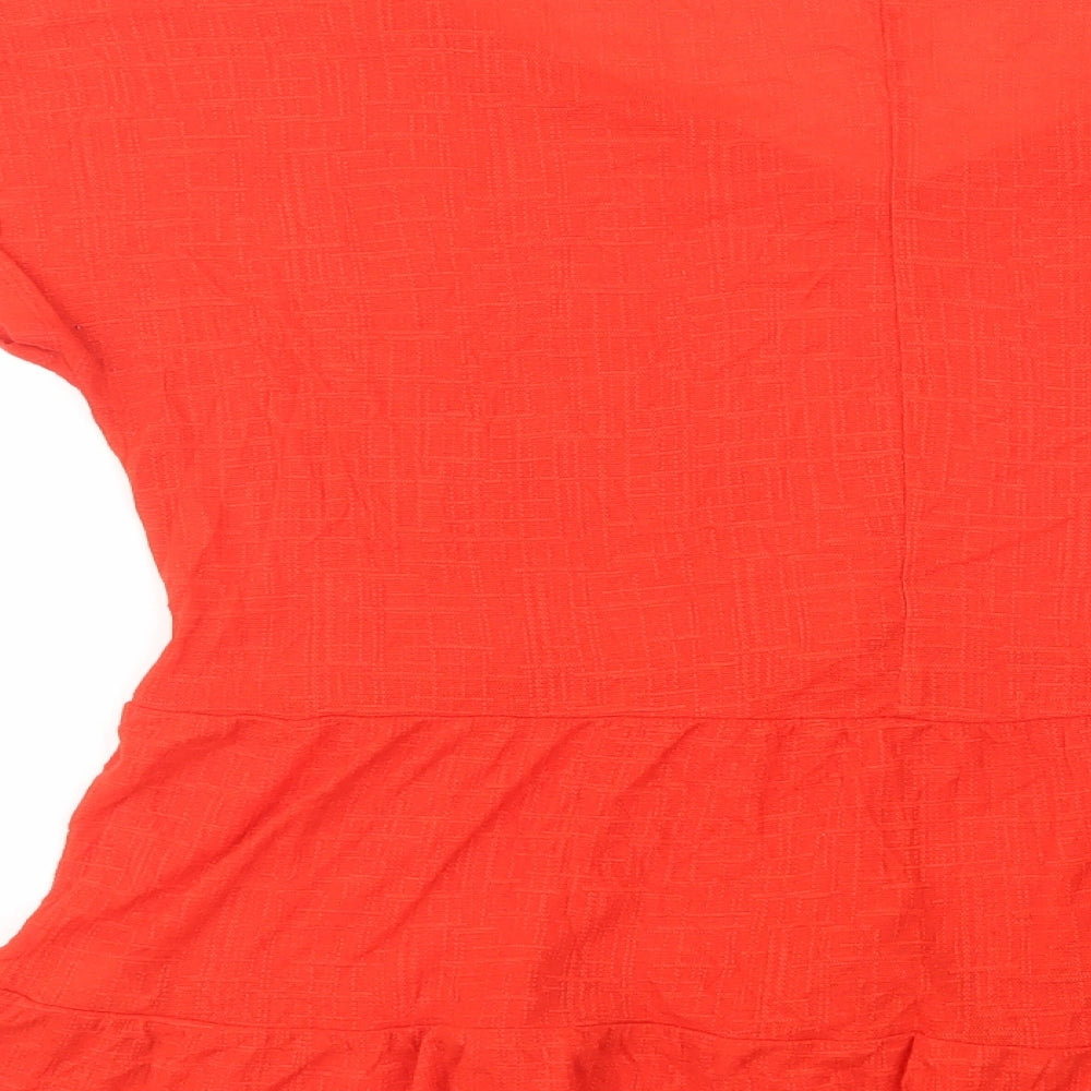 F&F Womens Red  Viscose Basic Blouse Size 6 V-Neck