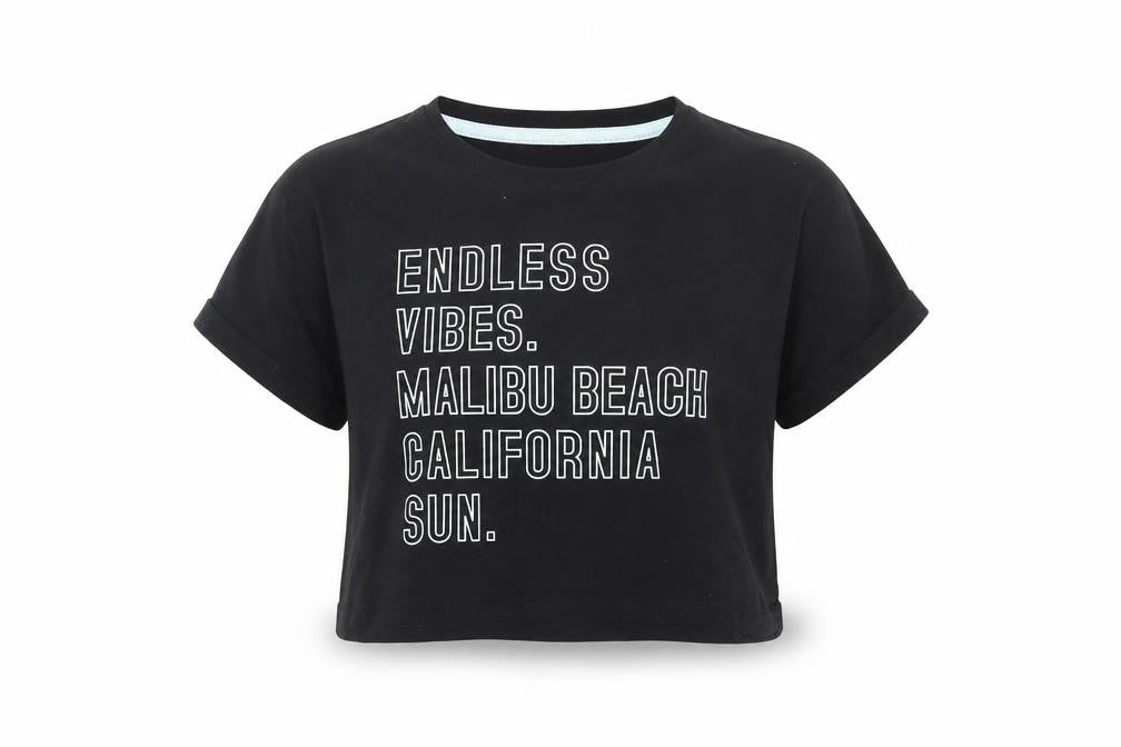 George Girls Black  Cotton Cropped Polo Size 10-11 Years Crew Neck Pullover - Endless Vibes