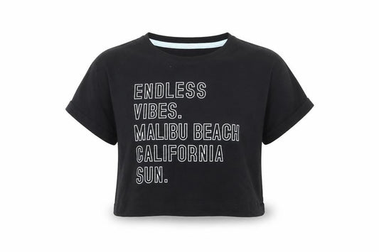 George Girls Black  Cotton Cropped Polo Size 10-11 Years Crew Neck Pullover - Endless Vibes