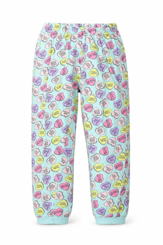 hullabaloo Girls Blue Geometric Cotton  Pyjama Pants Size 11-12 Years   - Heart Print