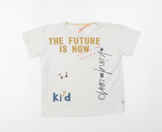 George Girls White  Cotton Basic T-Shirt Size 9-10 Years Crew Neck Pullover - The Future Is Now