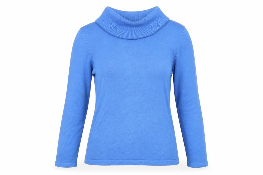Marks & Spencer Womens Blue Roll Neck  Acrylic Pullover Jumper Size 14
