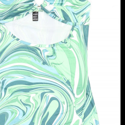 Preloved SheIn Womens Green  Polyester Bodycon  Size L  Off the Shoulder Pullover - Detail