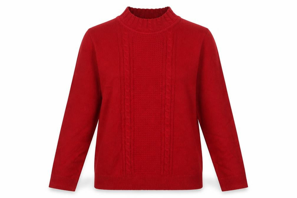 Isle Womens Red Mock Neck  Acrylic Pullover Jumper Size S