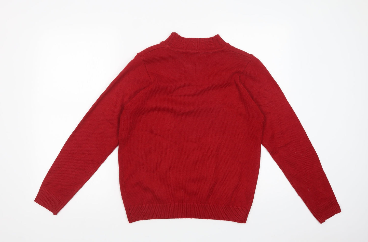 Isle Womens Red Mock Neck  Acrylic Pullover Jumper Size S