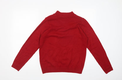 Isle Womens Red Mock Neck  Acrylic Pullover Jumper Size S