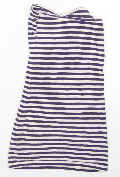 Preloved Miss Selfridge Womens Blue Striped Cotton Mini  Size 10  Square Neck Pullover - Back