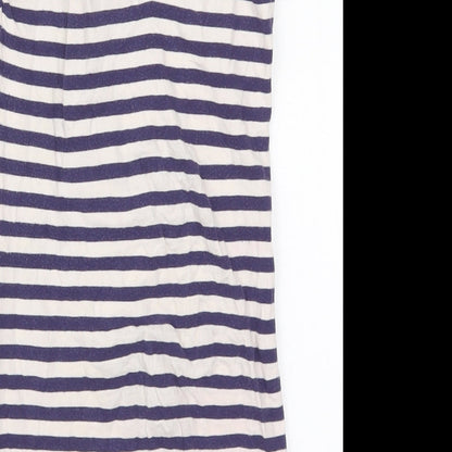 Preloved Miss Selfridge Womens Blue Striped Cotton Mini  Size 10  Square Neck Pullover - Detail