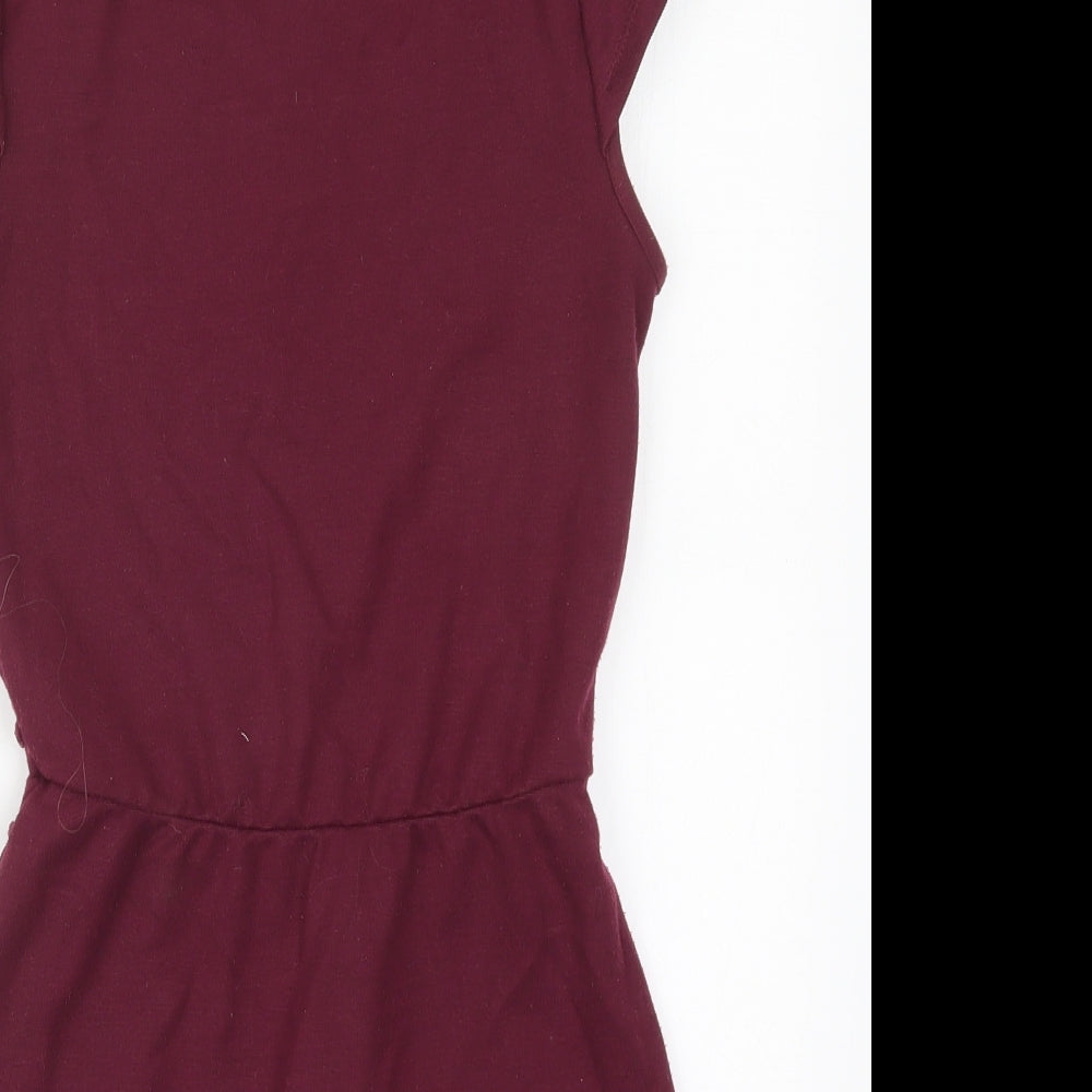 Topshop Womens Purple  Polyester Skater Dress  Size 6  Off the Shoulder Button