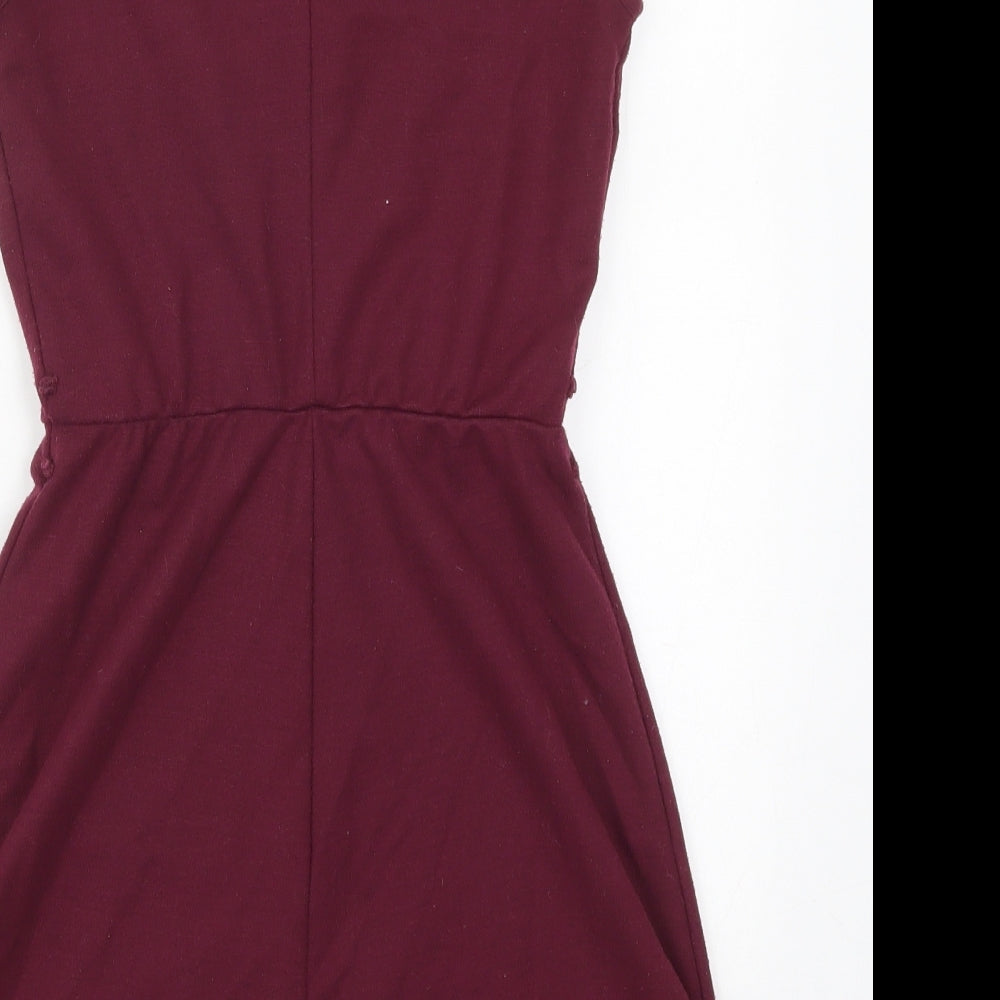 Topshop Womens Purple  Polyester Skater Dress  Size 6  Off the Shoulder Button