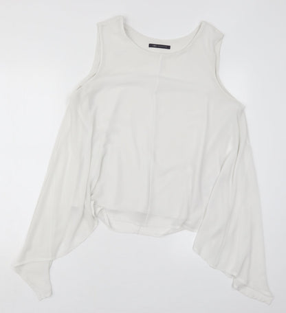 Preloved Marks and Spencer Womens White  Polyester Basic Tank Size 16 Round Neck - Front