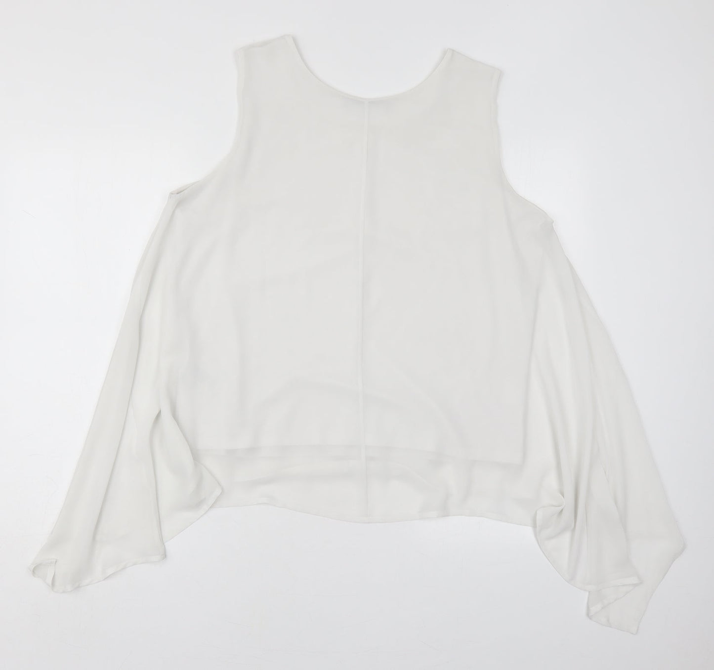 Marks and Spencer Womens White  Polyester Basic Tank Size 16 Round Neck