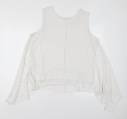 Preloved Marks and Spencer Womens White  Polyester Basic Tank Size 16 Round Neck - Back