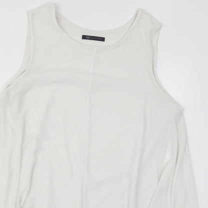 Preloved Marks and Spencer Womens White  Polyester Basic Tank Size 16 Round Neck - Detail