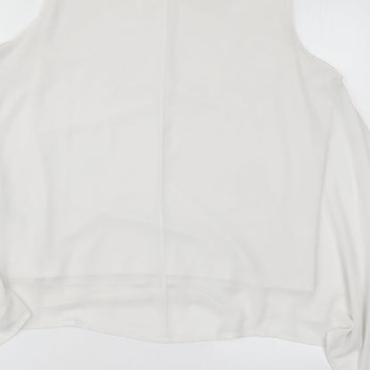 Preloved Marks and Spencer Womens White  Polyester Basic Tank Size 16 Round Neck - Label