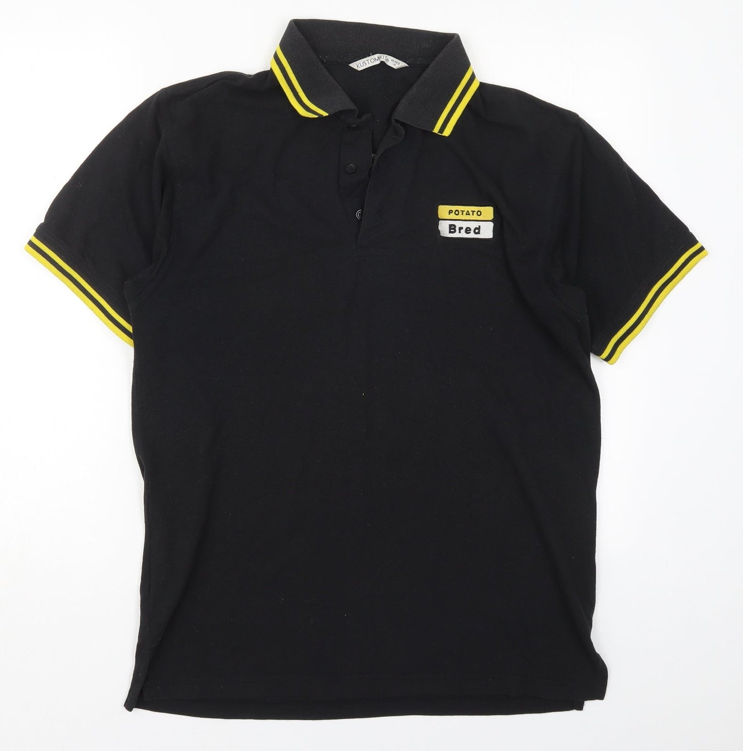 Kustom Kit Mens Black  Cotton  Polo Size M Collared Pullover - Potato Bred