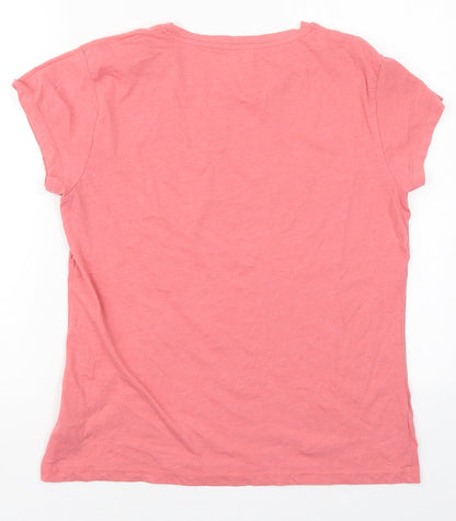 Preloved Dunnes Womens Pink  Cotton Basic T-Shirt Size 8 Crew Neck - Back