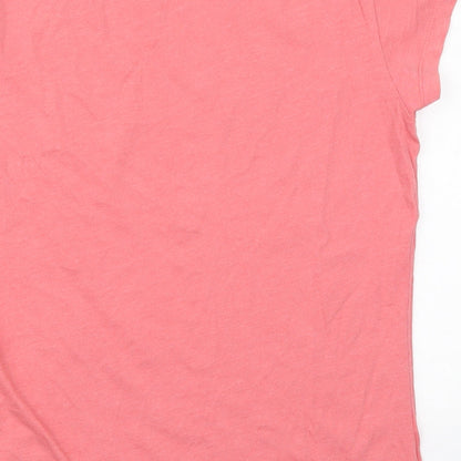 Preloved Dunnes Womens Pink  Cotton Basic T-Shirt Size 8 Crew Neck - Label