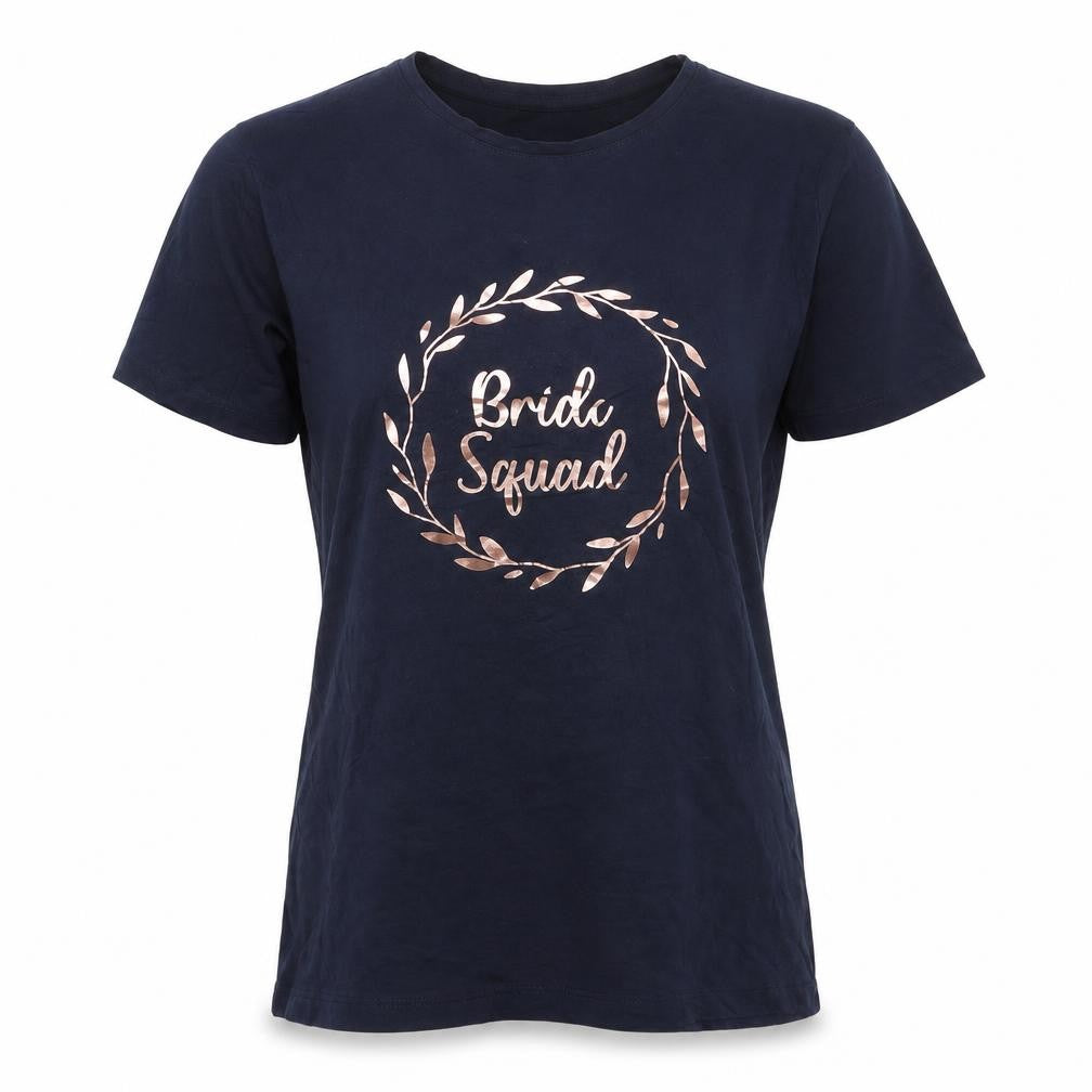 Dunnes Womens Blue  Cotton Basic T-Shirt Size M Crew Neck - Bride Squad