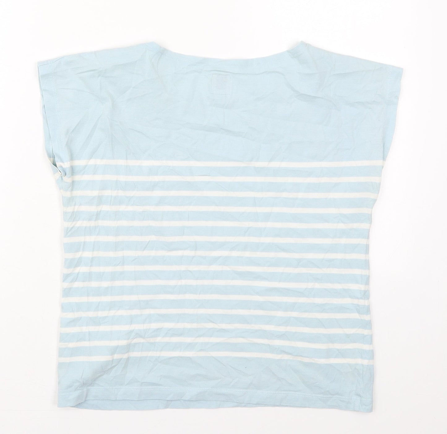 Jack Wills Womens Blue Striped Cotton Basic T-Shirt Size 6 Crew Neck