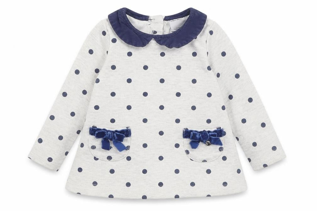 Lily Wicket Girls Grey Polka Dot Cotton Basic Casual Size 3-6 Months Collared Button