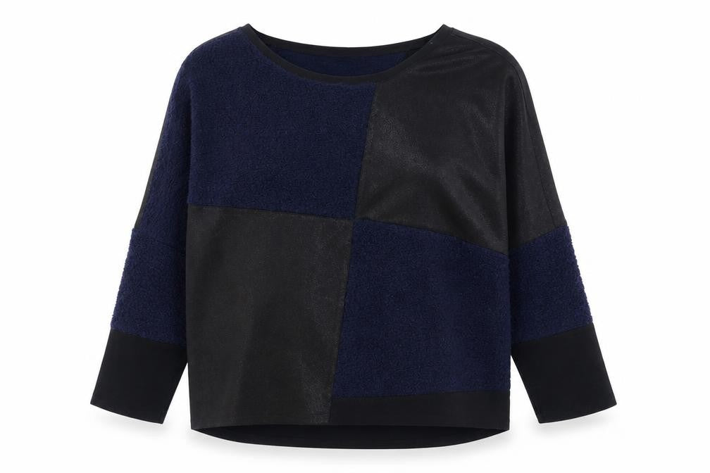 mat Womens Blue  Polyester Basic Blouse Size M Crew Neck