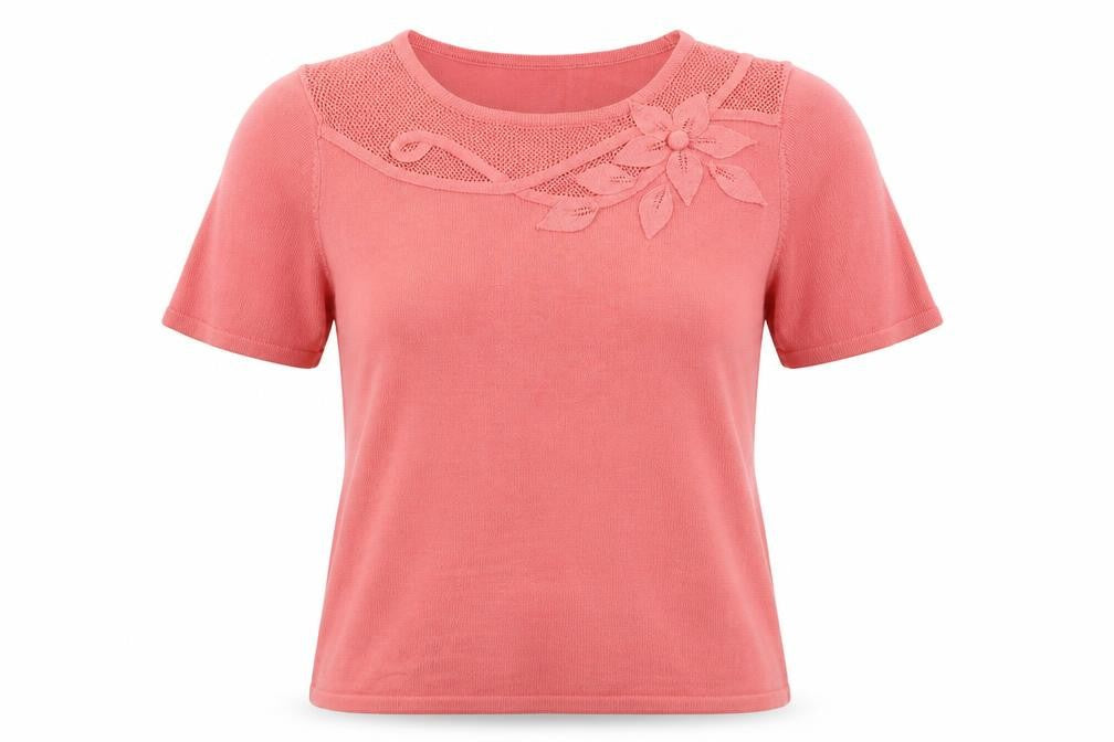 Bonmarché Womens Pink Crew Neck Acrylic Pullover Jumper Size M