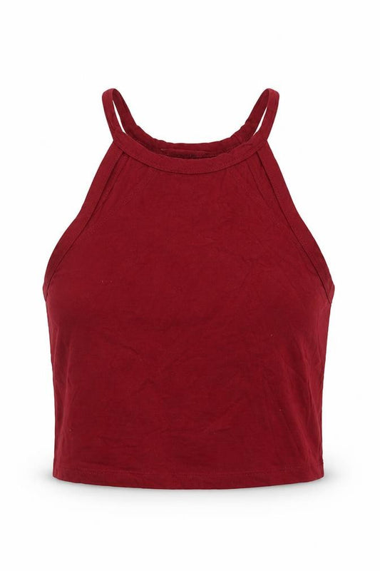 Miss Selfridge Womens Red  Cotton Cropped Tank Size 10 Square Neck