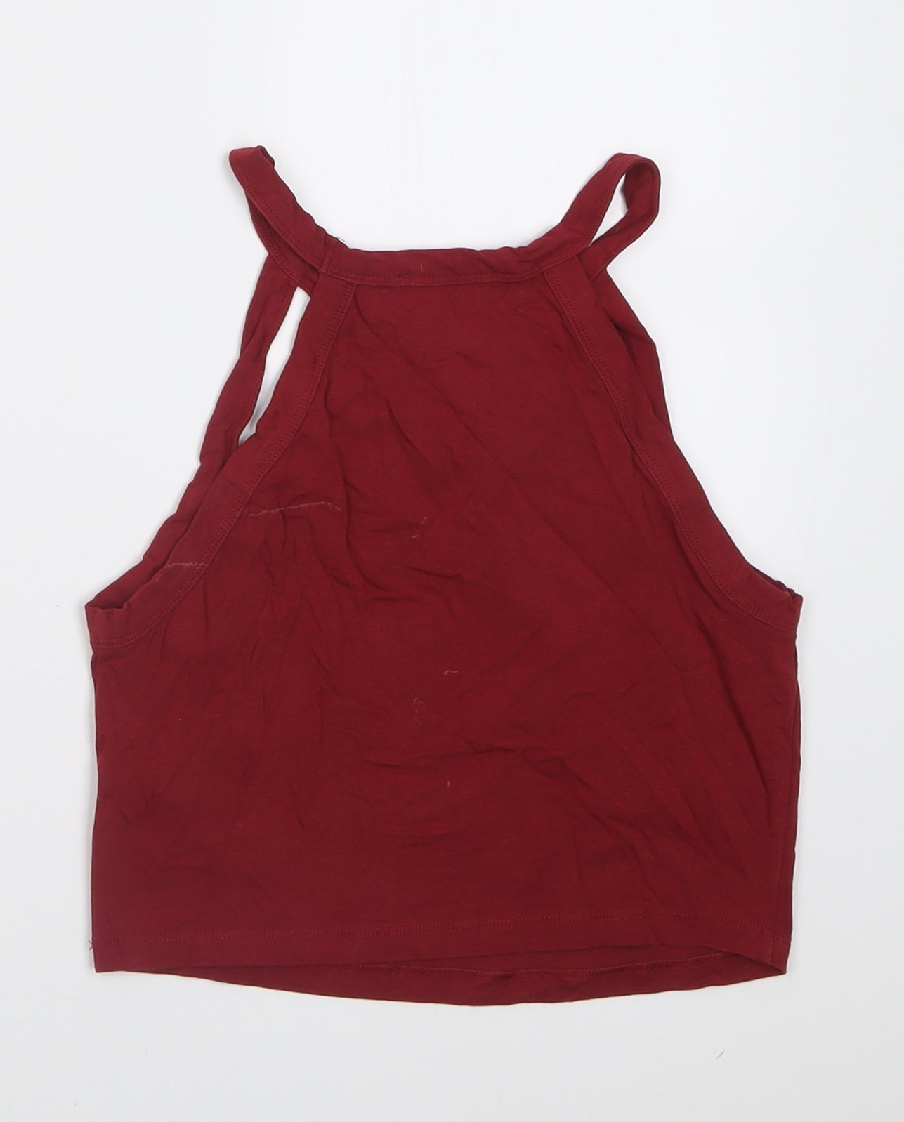 Miss Selfridge Womens Red  Cotton Cropped Tank Size 10 Square Neck