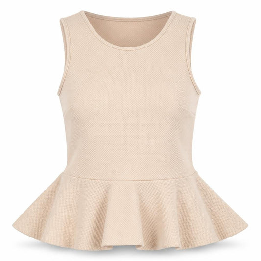 H&M Womens Beige  Polyacrylate Fibre Tunic Tank Size S Crew Neck