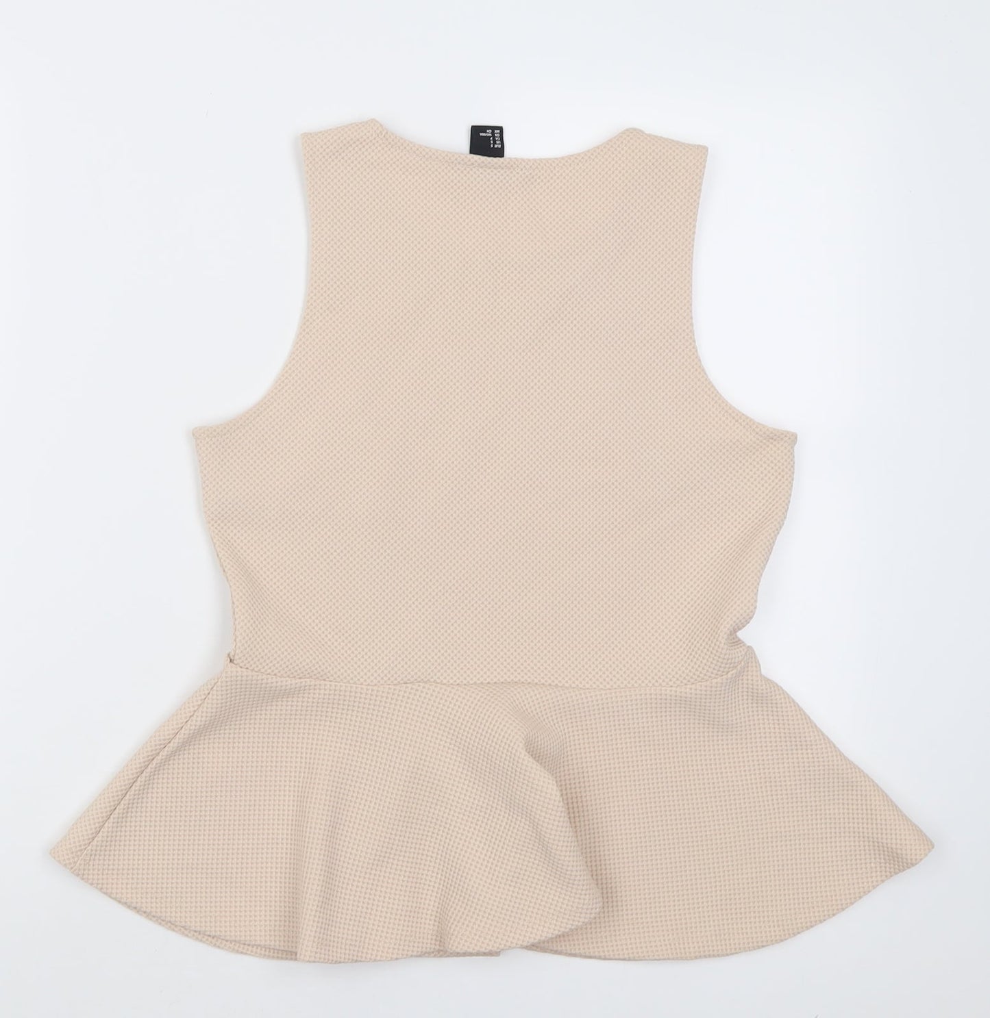 H&M Womens Beige  Polyacrylate Fibre Tunic Tank Size S Crew Neck