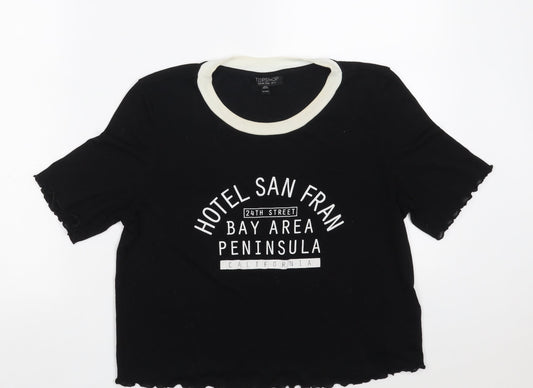 Topshop Womens Black  Polyester Pullover Sweatshirt Size 12